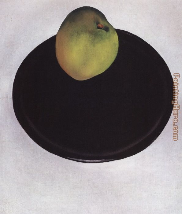 Green Apple on Black Plate 1922 painting - Georgia O'Keeffe Green Apple on Black Plate 1922 art painting